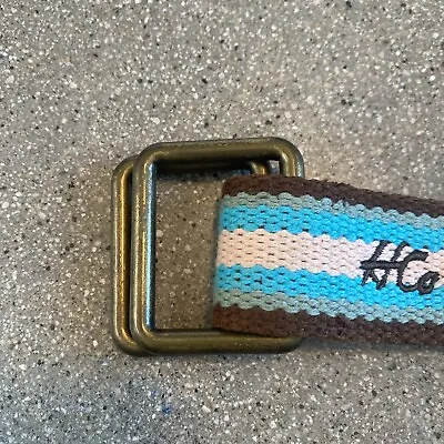 H Co.  Blue And Brown Stripe Canvas Belt • $12