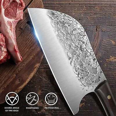 Serbian Butcher Knife Hand Forged Kitchen Chef Knife Meat Cleaver Chopping Knife • $29.99