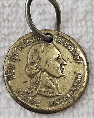 Vintage George Washington Commemorative Pendant Keychain Medal Coin 1st Presiden • $19.95