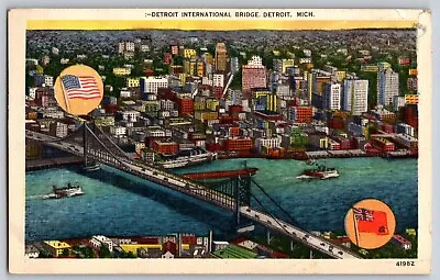 Michigan MI Detroit - Detroit International Bridge - Vintage Postcard - Posted • $4.39