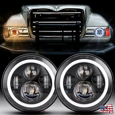 Pair Halo Led Headlights Hi/Lo Beam DRL Turn For Mack Granite CV713 Dump Trucks • $58.99