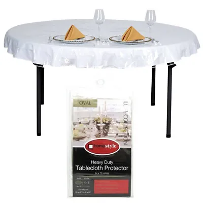 Oval Window Clear Vinyl Tablecloth Protector Heavy Plastic Table Cover 54  X 72  • $11.99