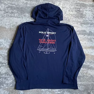 Polo Sport Ralph Lauren USA Hoodie Lightweight Yacht Challenge Graphic Navy XL • £29.99