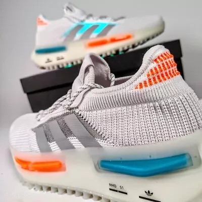 Adidas Nmd S1 Mens US 13 Off White Grey Orange Teal Retro Boost Sport Style Mesh • $115.70