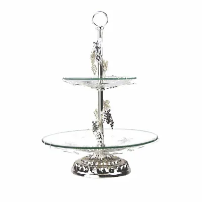 2-Tier Cupcake Stand Clear Glass Tray Dessert Plate Fruit Tray Holder Table Home • $24