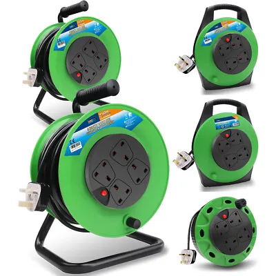 Extension Cable Reel 13Amp 4 Sockets Garden Tools Light 5/10/15/25/50m Cable • £48.99