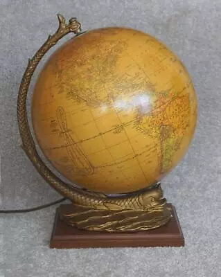 Antique Vintage Crams Dolphin Sea Serpent Illuminated Art Nouveau World Globe • $499