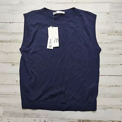 Zara Knit Lightweight Sleeveless Top - Women's Small Navy Blue • $20.54