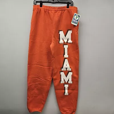 RARE 90s Vintage Men's Miami Hurricanes Orange Sweatpants / Size L / Made In USA • $59.99