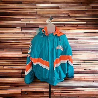 RARE Vintage Miami Dolphins Starter Jacket Pro Line Puffer NFL Large LG 90s Vtg • $119.99