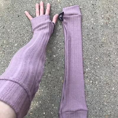 Handmade Long Purple Knit Arm Warmers Sweater Elbow Length Socks Wrist Gloves • $28