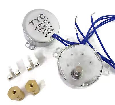 (LOT OF 2) 110V-127VAC 5-6RPM Synchronous Motors 4W CCW/CW Rotation ~ W/Couplers • $11.99