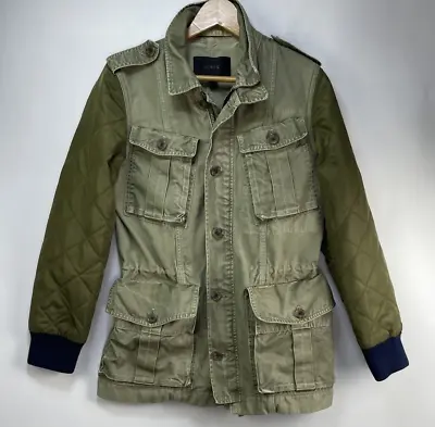 J CREW  Quilted  Boyfriend Fatigue Military Jacket Women's Size Small • $39.50