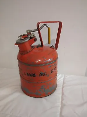 Vintage Justrite Metal Safety 1 Gallon Gas Can Red Chicago Spring Action Opening • $6.99