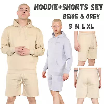 Mens Hoodie Shorts Set Men Tracksuit Hooded With Short Jogging Casual Trackies • £13.49