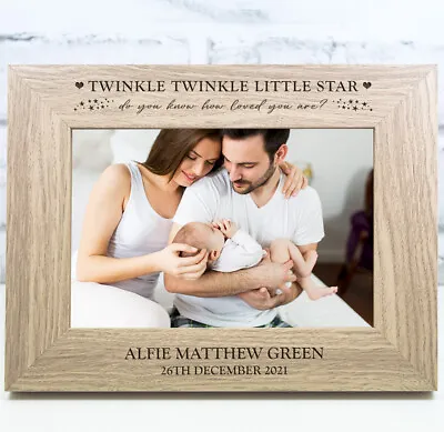 Personalised New Baby Photo Frame Christening Gift Birth Twinkle Twinkle • £12.99