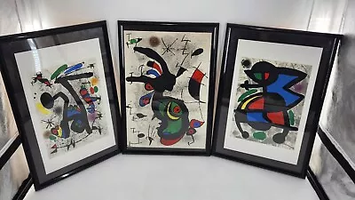 Joan Miro Lot Of 3 Original Stone Lithographs Fram 25x17 • $1100