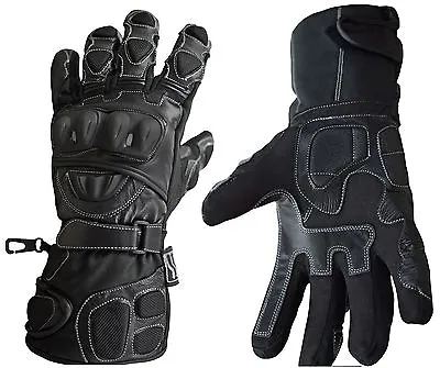 Polar Force Leather Waterproof Thermal Winter Motorcycle Motorbike Gloves • £14.99