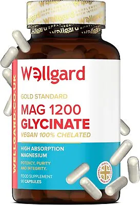 Wellgard Magnesium Glycinate Mag 1200 100% NRV Optimal Strength Bisglycinate • £8.28