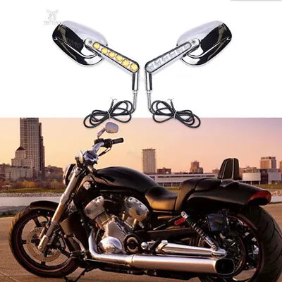 Chrome Rear View Mirrors LED W/Turn Signal For Harley V-ROD VROD Muscle VRSCF  • $79.05