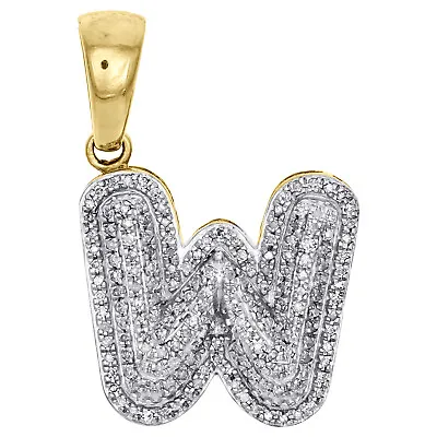 10K Yellow Gold Diamond Initial W Pendant 1.15  Mini Bubble Letter Charm 1/2 CT. • $645