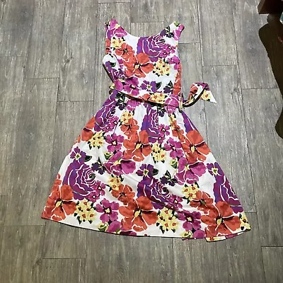 Basque Womens Floral Dress Size 10 Petites Flowers With Belt Race Day Worn Once • $29