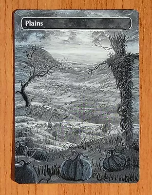 Plains 268 MID -Magic Altered Hand Painted Extended Borderless Art- MTG By GC • $19.99
