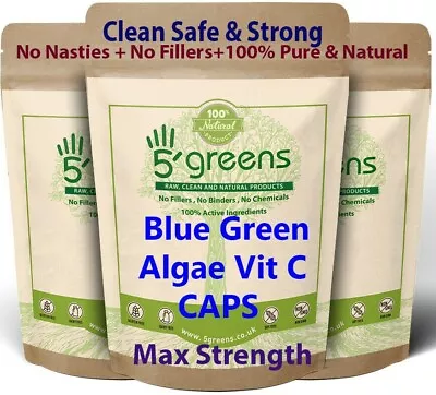 Natural Blue Green Algae Capsules + Vitamin C Natural Spirulina Chlorella VIT C  • £9.99