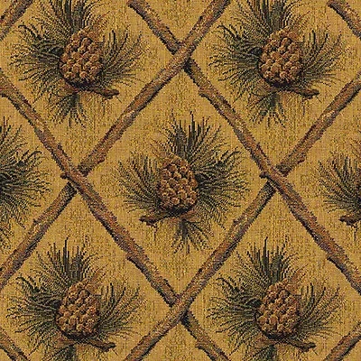 Pinecone Upholstery Fabric Mountain Lodge Cabin Rustic Cabela Tapestry Chenille • $34.95