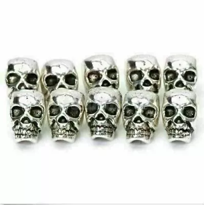 10 Tibet Silver Antique Steampunk Skull Spacer Bead DIY JEWELRY CRAFT FINGDINGS • $7.41