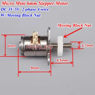 DC 3V-5V Micro 6mm Stepper Motor Linear Actuator Screw Moving Slider Block Nut • $0.99