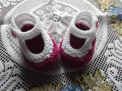 £1.95 • Buy Hand Knitted  Baby Shoes / Booties 0-3 Months