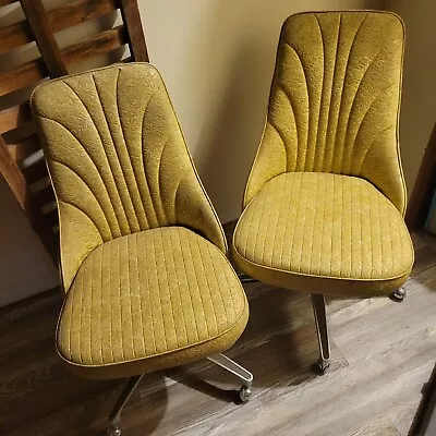 Vintage 1960's MCM Chromcraft Floral Vinyl His & Hers Chairs - RARE • $300