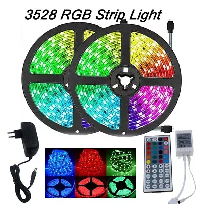 5-20M LED Strip Light 3528 RGB Flexible Lamp SMD 12V 44key IR Controller Adapter • $27.99