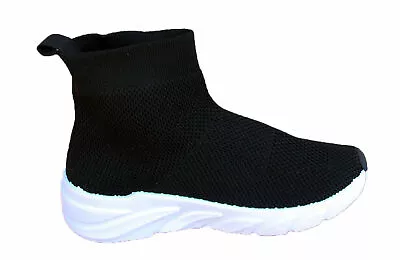 Boys Girls Sock Trainers Children Slip On Runner Kids School Casual Sports Shoes • £11.75