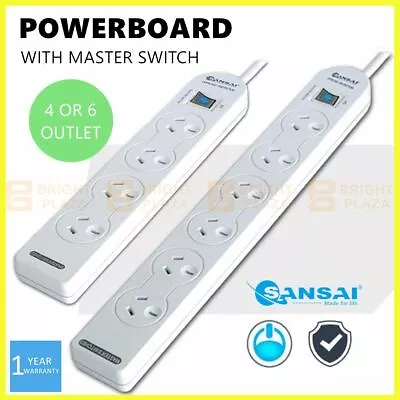 4/6 Way Outlet Power Board Powerboard Sockets With Master Switch Power Point • $18.95