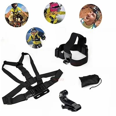 Head Stick Belt Strap Mount+Chest Harness+J Hook Go Pro HD Hero 3 5 4 6 7 8 9 10 • $16.82