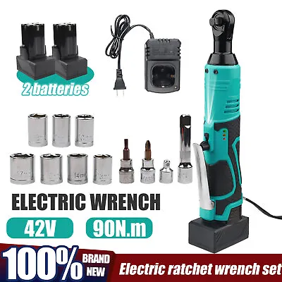 42V Electric Cordless Ratchet 3/8 Right Angle Wrench Impact Power Tool 2 Battery • $53.99