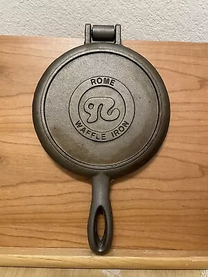 Rome Cast Iron Waffle Iron Maker 6.75” X 11.25” Vintage VG (2 Piece) Cookware • $50