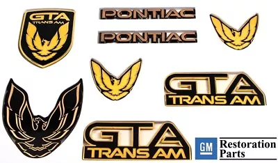 $199 • Buy 1987-1990 Pontiac Trans Am GTA Black Complete Emblem Kit 8 Piece Set *AUS1001BLK