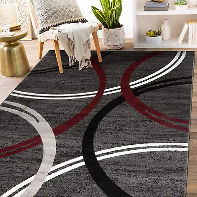 Rugshop Area Rug Modern Abstract Circles Design Red Rugs Carpet For Living Room • $39.43