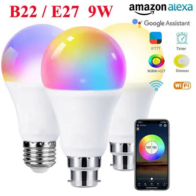 B22 E27 WiFi Smart LED Light Bulb RGB Globe Color Lamp 9W For Alexa Google Home • $13.95