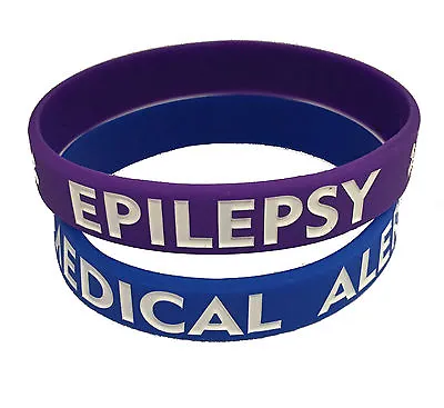 Epilepsy Silicone Bracelet - Child And Adult Sizes - Purple Or Blue (LOT OF 2) • $6