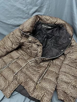 Michael Kors Quilted Hooded Jacket Puffer Coat M Leopard • $28