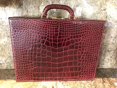 GUCCI Men’s Briefcase Burgundy Red Crocodile Leather Attache Vintage/Rare • $8500