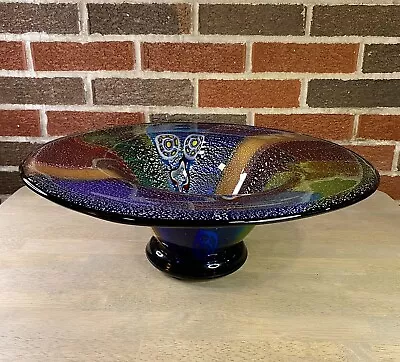 X-Large 17  HAND BLOWN ART GLASS BOWL MILLEFIORI Murano Style MULTI COLORED • $150