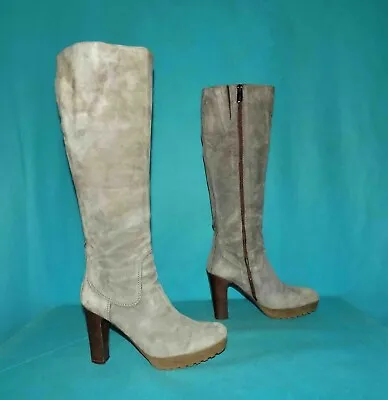 LEA FOSCATI Leather Boots Suede Light Gray Size • £79.54