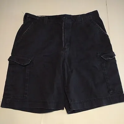 Merona Mens Navy Pockets Button Flat Front Original Cargo Shorts Size 34 READ • $4.75