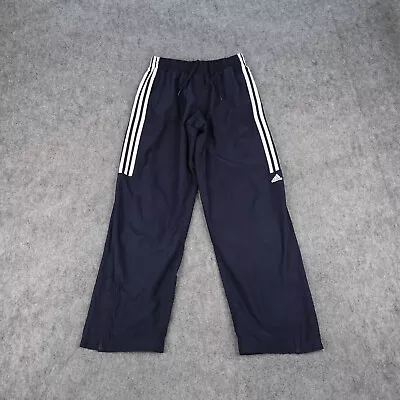 Adidas Pants Mens Small Blue Windbreaker Track Mesh Lined Training Striped Dark • $24.99