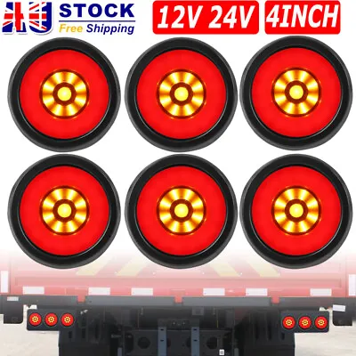 6x 4  Inch Round LED Integrated Tail Lights Stop Brake Lamp Truck Trailer Ute AU • $63.60